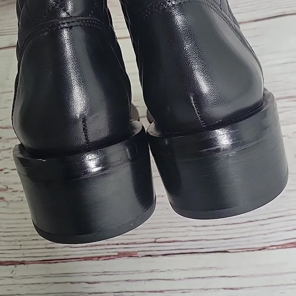 SAM EDELMAN Lancaster Black Leather Quilted Ankle Boot Size 7